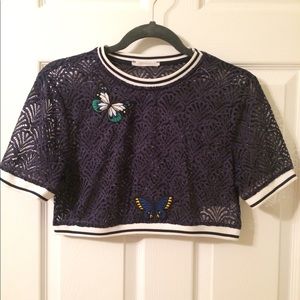 Zara Trafulc Mesh Crop Top with Patches